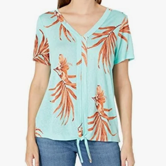 NWT Tribal Tropical Tie Waist Top - Picture 1 of 5